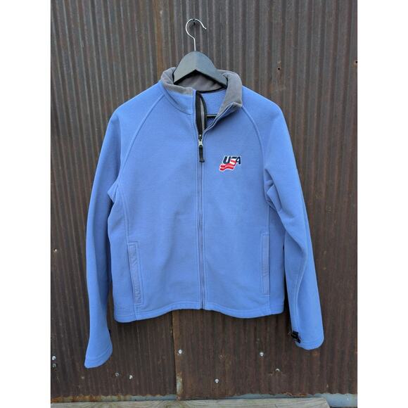 Nike ACG Fleece Jacket USA Women Large 12-14 Blue Full Zip Therma-fit Outdoor - Picture 1 of 11